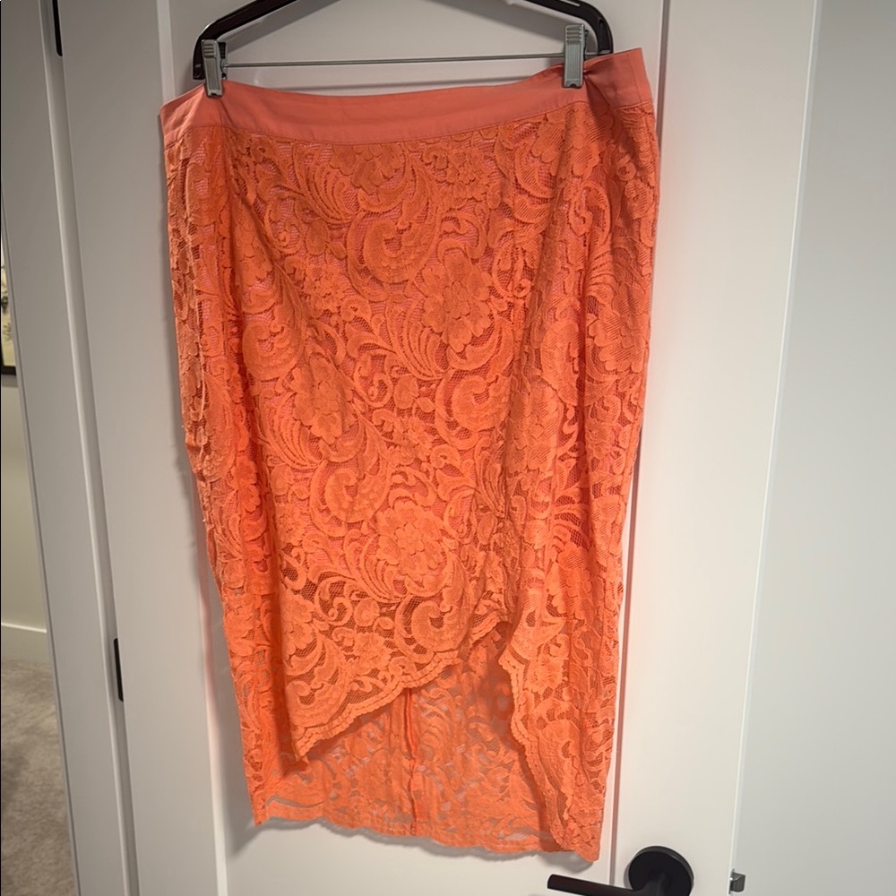 Bisou Bisou Orange Asymmetrical Pencil Skirt